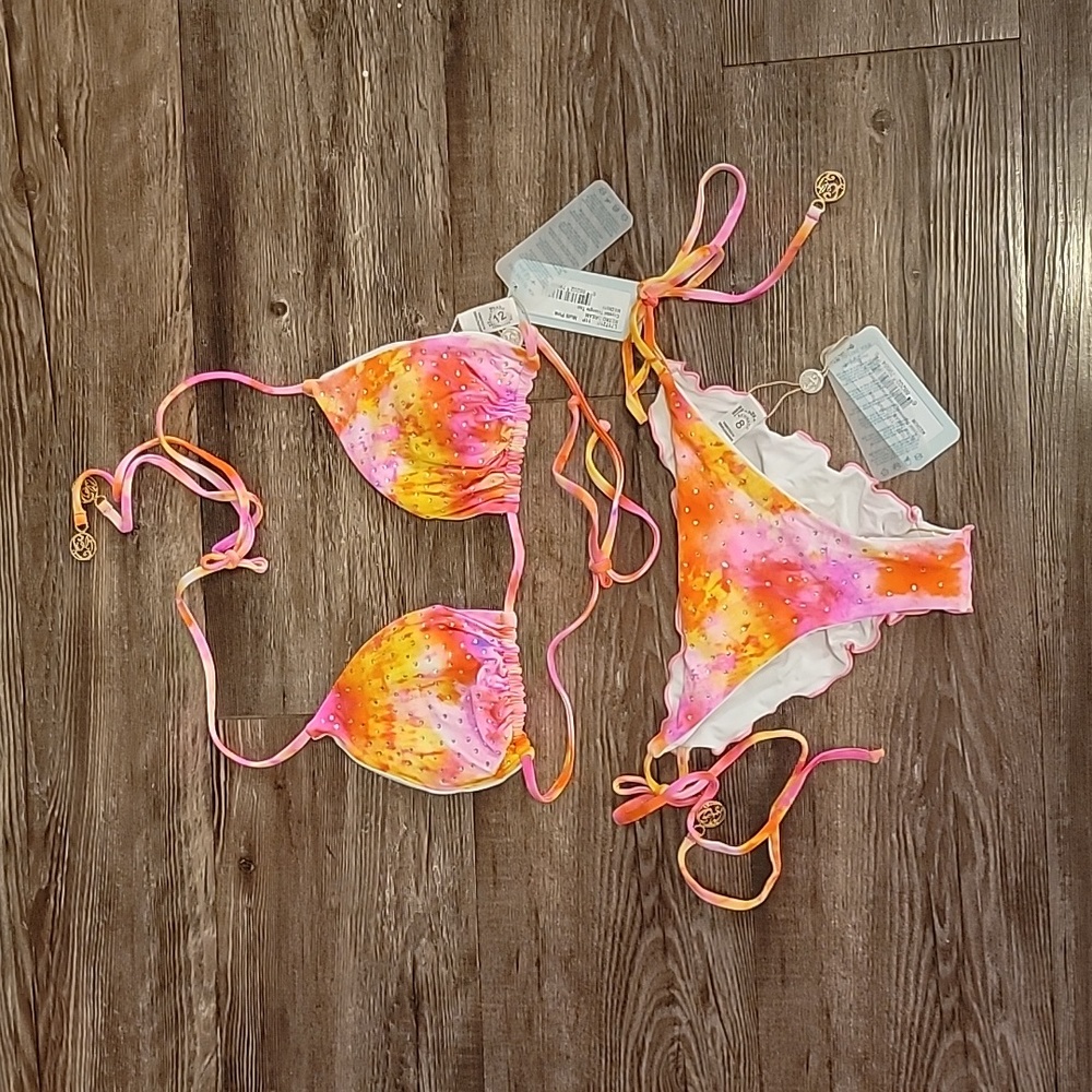 NWT Matching Luli Fama Retro Dream Bikini Top and Bottom Size Medium